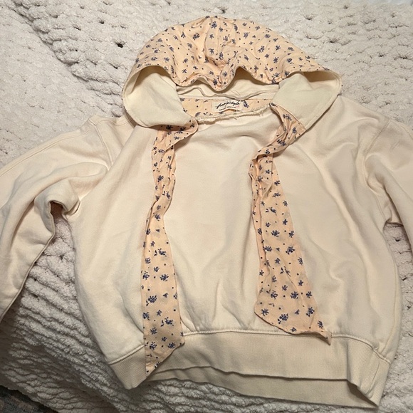 Free People Head Scarf Hoodie Buttercup Cream Combo Boho Chic Women’s XS NWOT - Picture 2 of 2